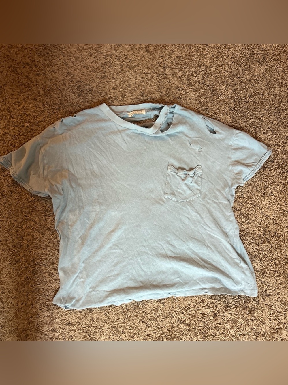 Light Blue Short we the free short sleeve top with holes